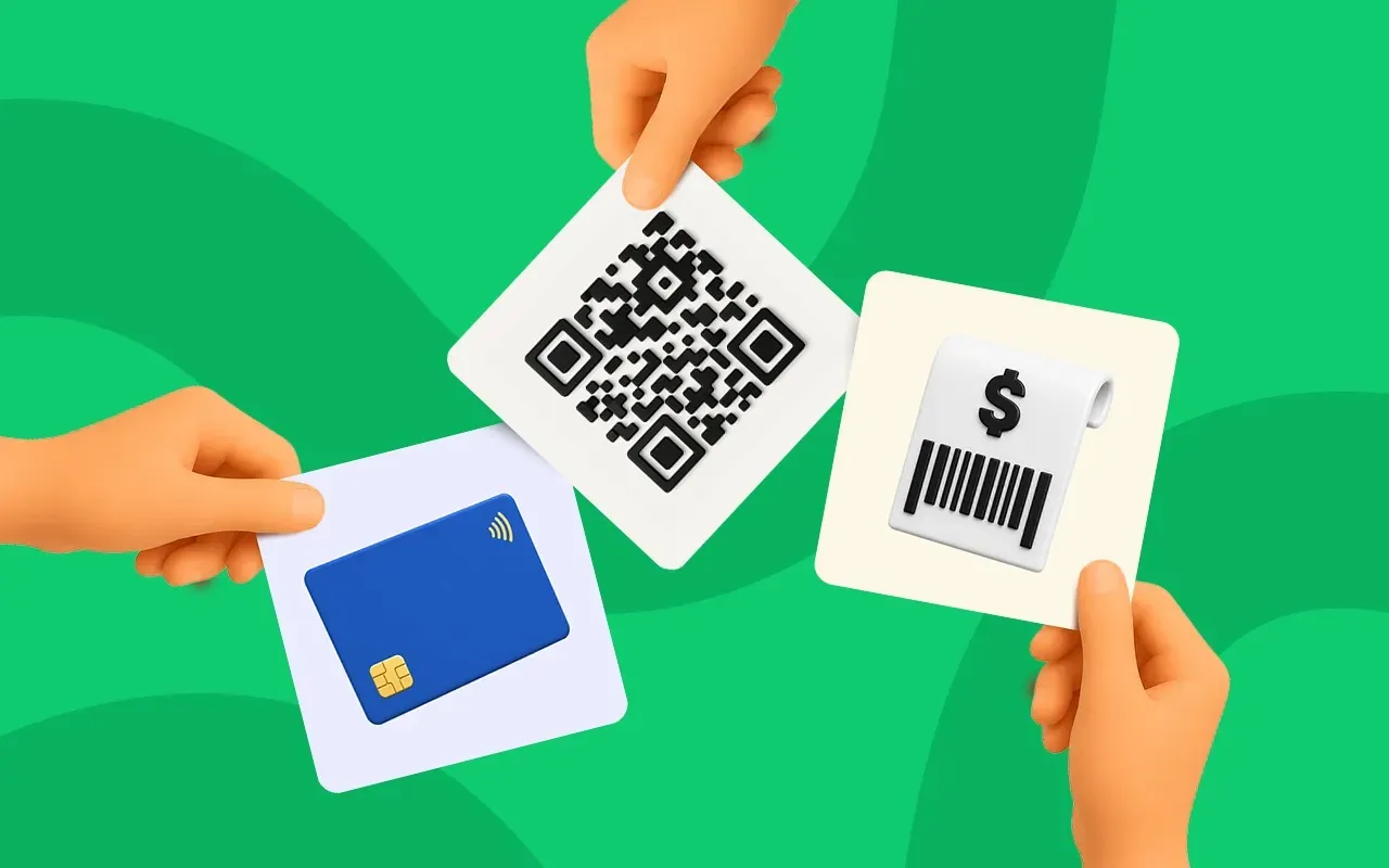 Formas de pagamento: cartão, PIX e boleto